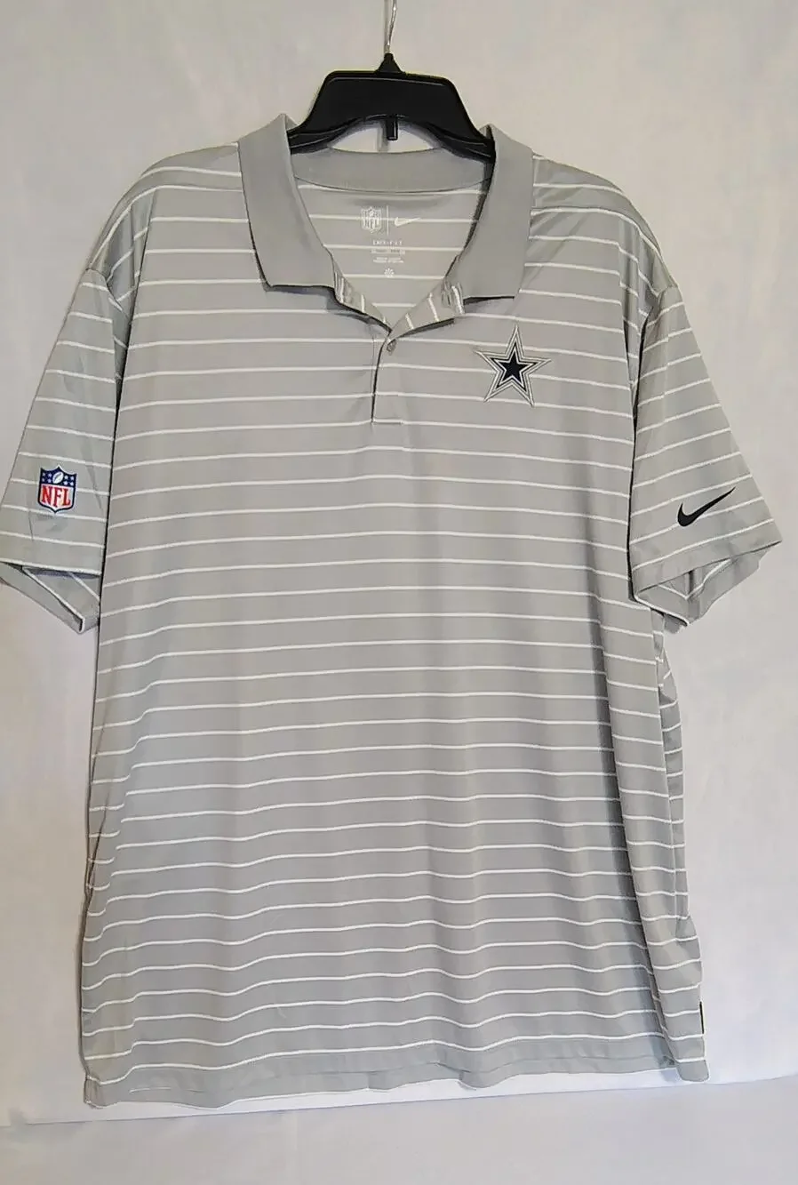 Nike Dallas Cowboys NFL On Field Sideline Victory Polo Gray and White Size XXL
